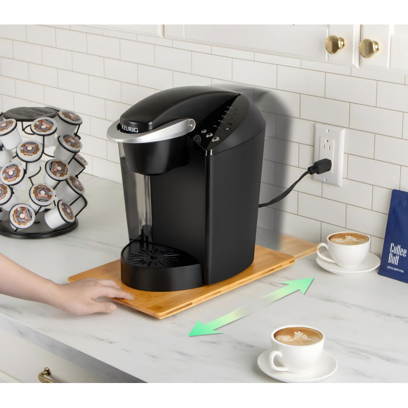 Glissière en bambou, plateau coulissant pour cafetière | Plateau de cuisine pour comptoir à roulettes, plateau coulissant pour cafetière avec roulettes en caoutchouc, profond - moyen