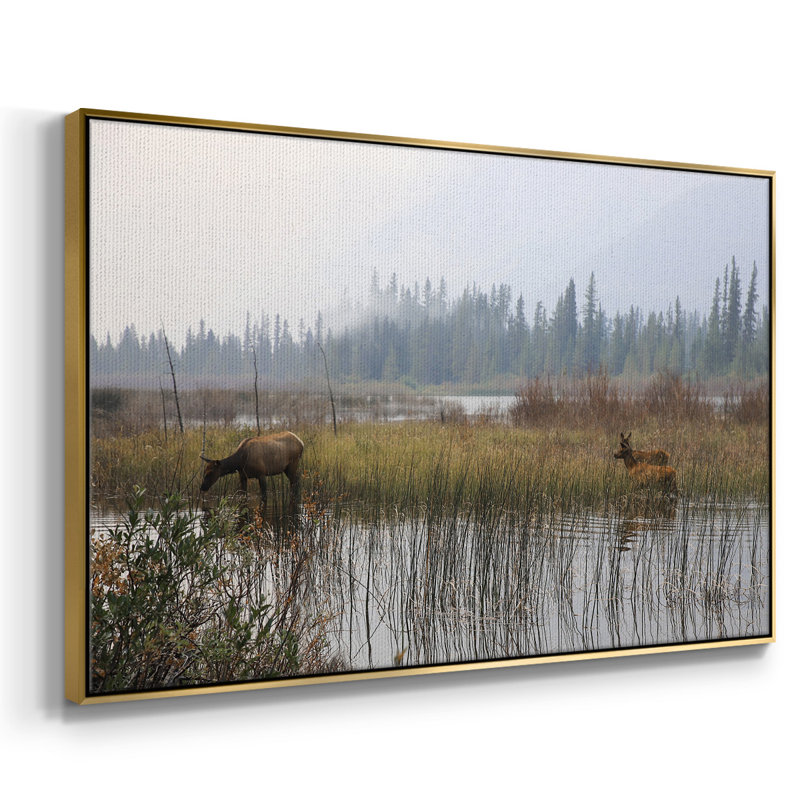 «Out With The Twins», toile tendue avec châssis encadré, H 25 po x l 37 po x P 2 po, Or