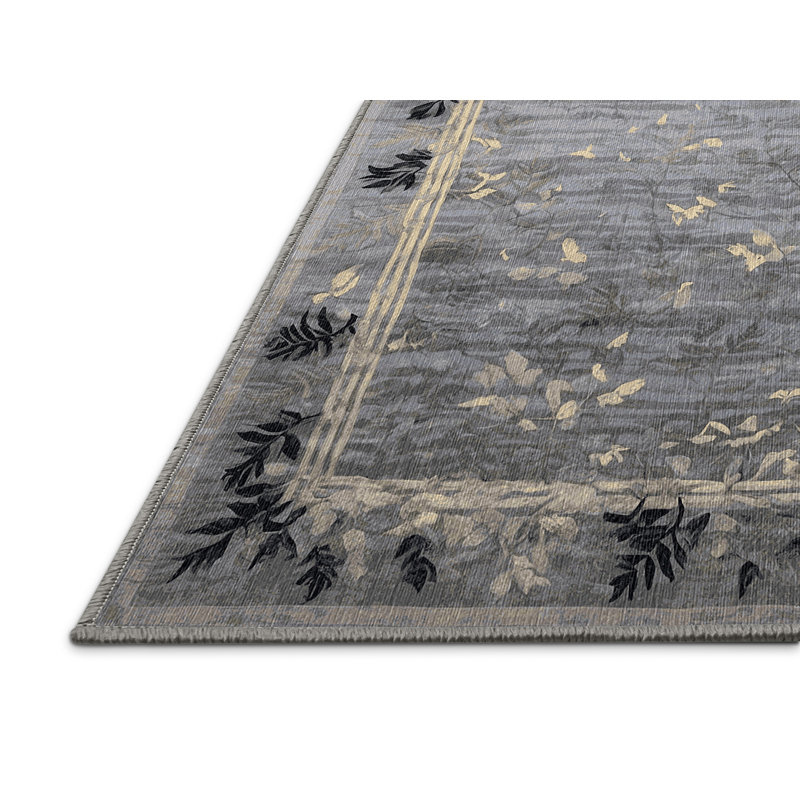 Machine Washable Gray Area Rug, Square 8'