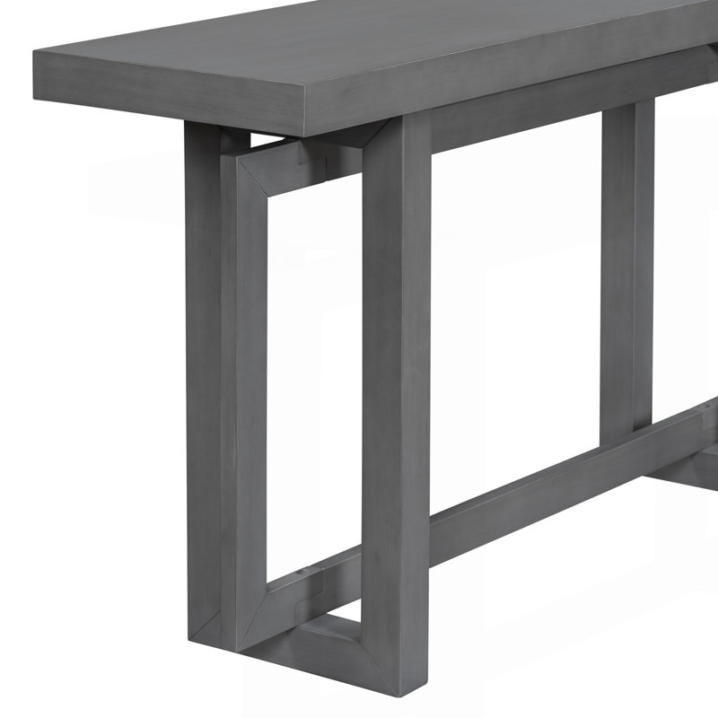 U_STYLE 59.1'' Painted Entryway Table With Pine Veneer,Unique Triple Rectangle Design Console Table With Thick Pine Wood Legs,Extra Long Sofa Table Versatile For Hallway, Living Room,Kitchen