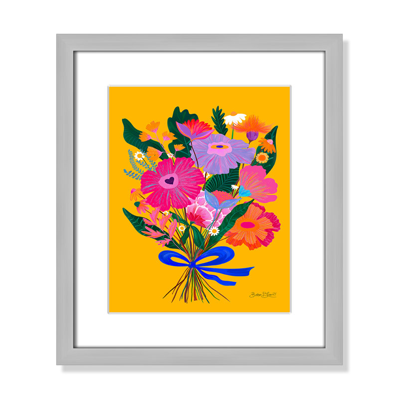 Imprimé éclectique de fleurs par Bloom, Argent mat, Imprimé mat, L 13 po x H 15 po