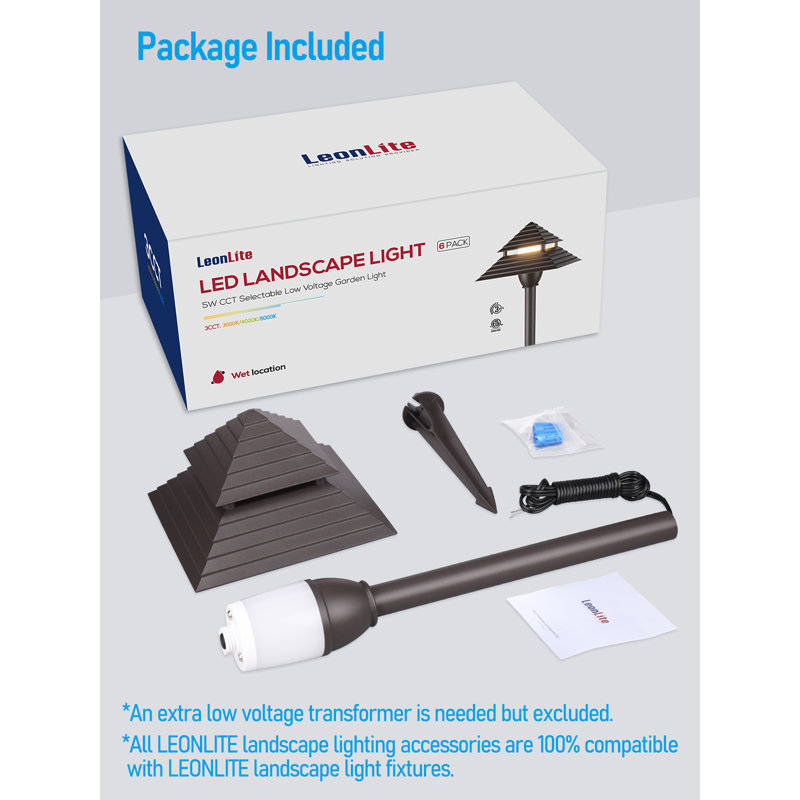 3 lumières de sentier à DEL 3cct, lumières de paysage à basse tension, 12-15V AC / 12-24V DC, Ip65, boîtier en aluminium