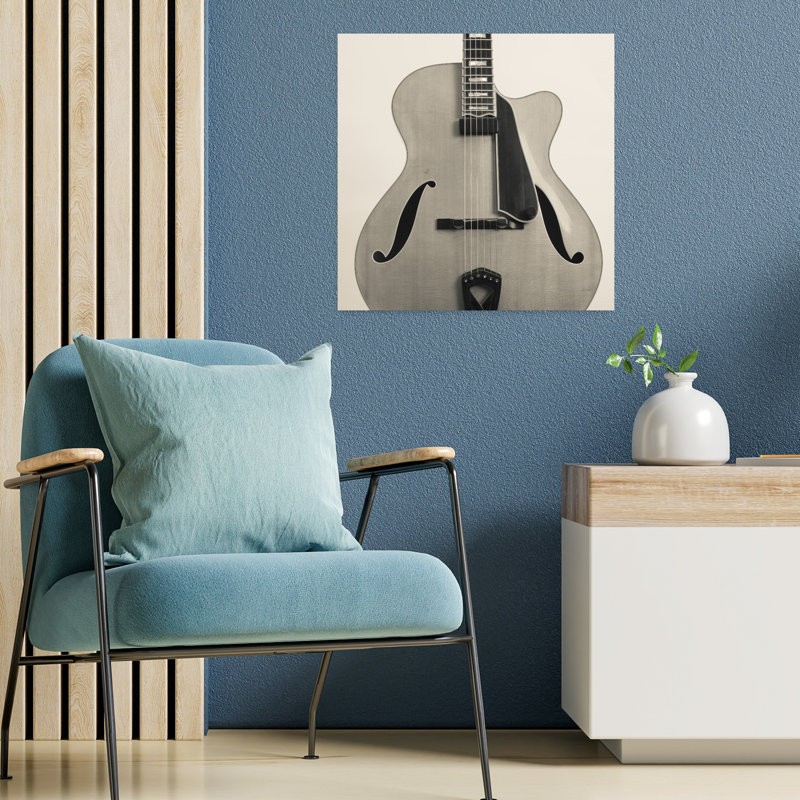 Guitare II, art contemporain abstrait, H 18 po x l 18 po
