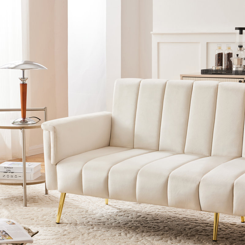 Sofa, Beige Velvet, Beige