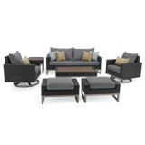 Milo Motion 7 Piece Rattan Sunbrella Sofa Set with Cushions