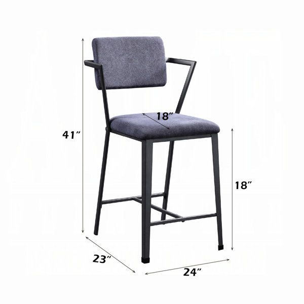 Hokku Designs Of 2 Counter Height Chairs With Gunmetal Metal And Grey ...