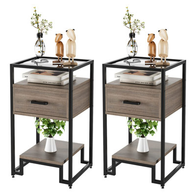 Ensemble de tables de bout avec rangement Rosmarie