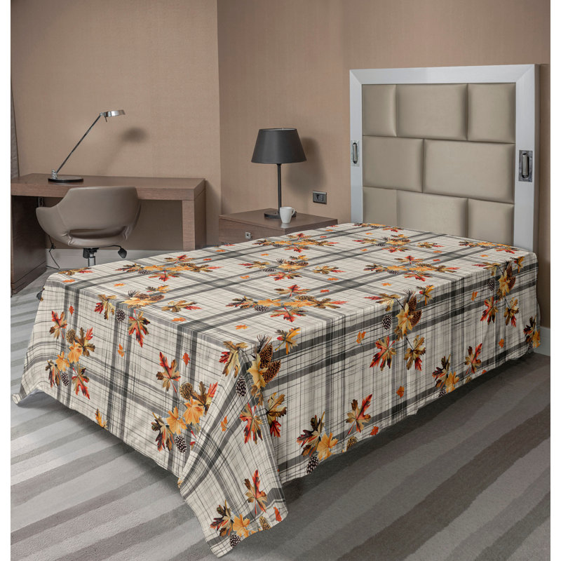 Drap plat moderne de style bohème Ambesonne, Drap plat pour lit simple TG, Carreauté gris pâle / abricot / brun