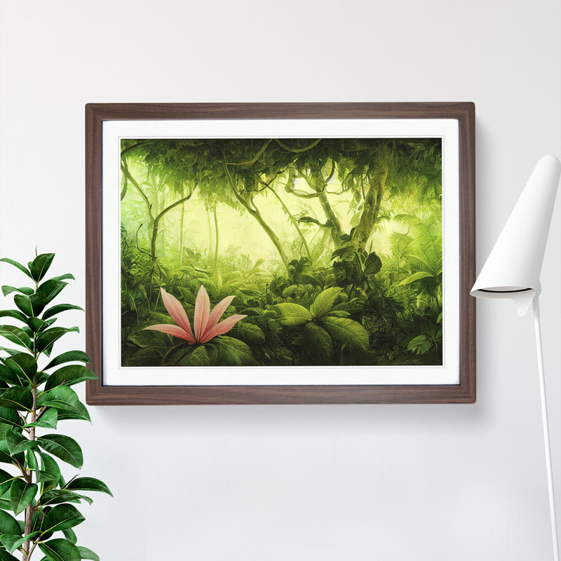 Jungle Plants Vol.1 - Framed Print, 25cm H x 34cm W x 2cm D, Walnut