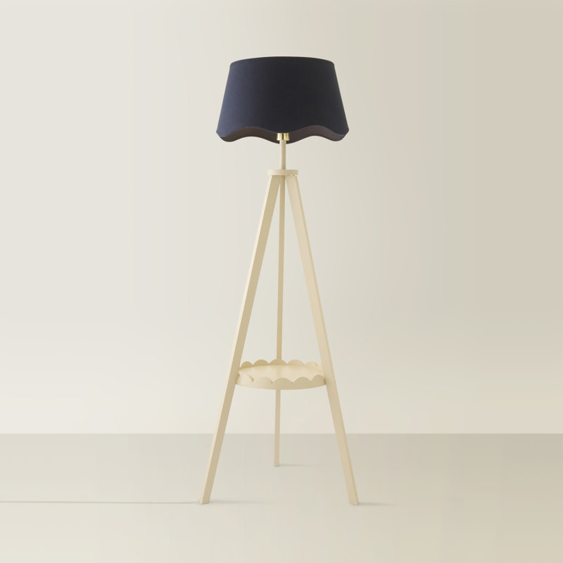 Teece 150 H cm Matte Tripod Floor Lamp, With Bulb, Navy Blue, Cream