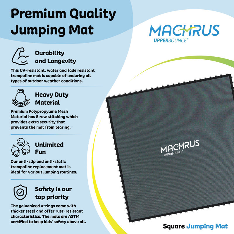 Machrus Upper Bounce Trampoline Replacement Mat Compatible with 13X13 ft Square Frame & 7.5" Springs