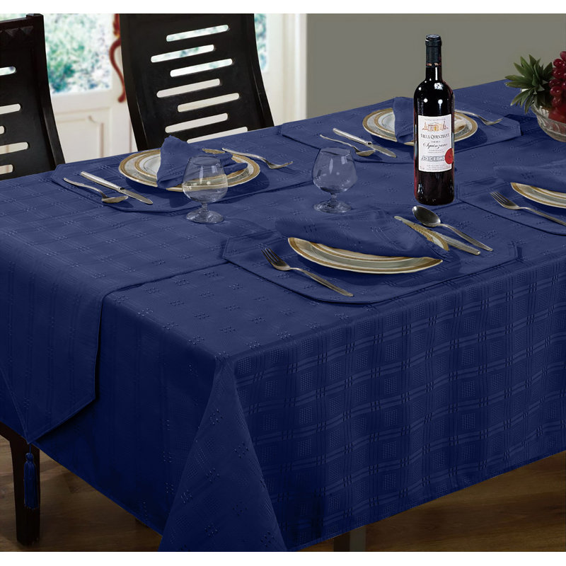 Rectangle Striped Tablecloth, Navy, 2cm W x 130cm L