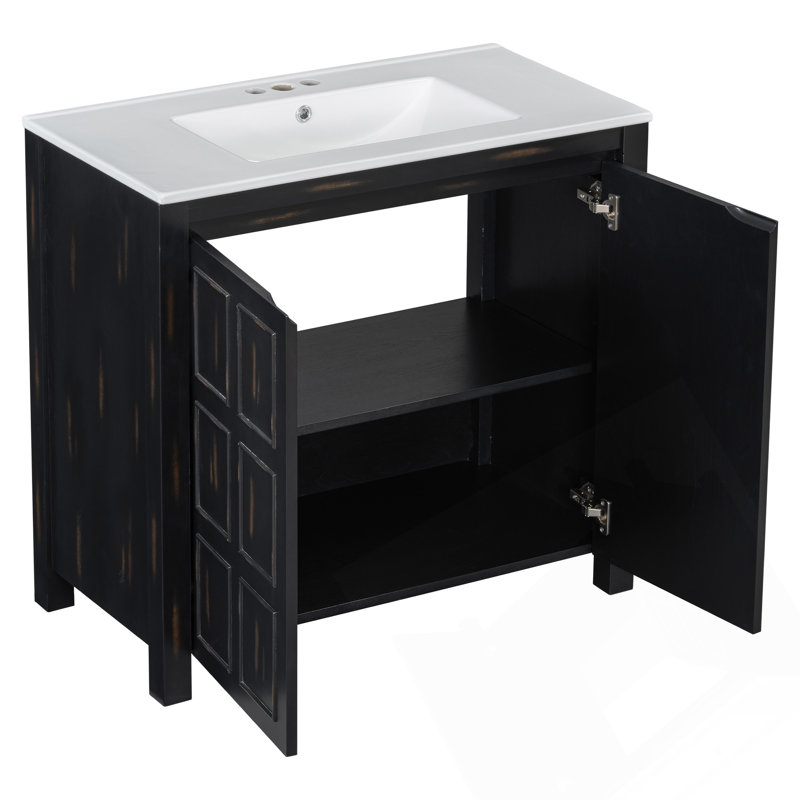 Handcrafted 36-Inch Bathroom Vanity With Ceramic Sink