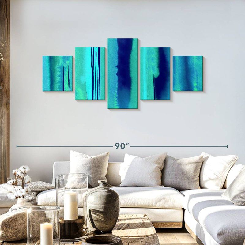 Étude de couleur aqua marine, H 30 po x l 68 po
