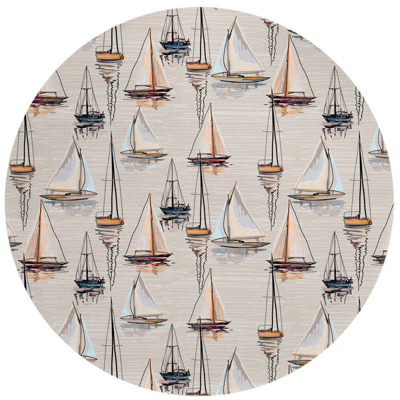 Lacona Washable Indoor / Outdoor Rug, Round 8'