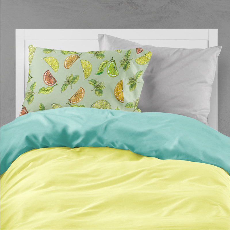 Taie d'oreiller à motif citrons et citron, Lime