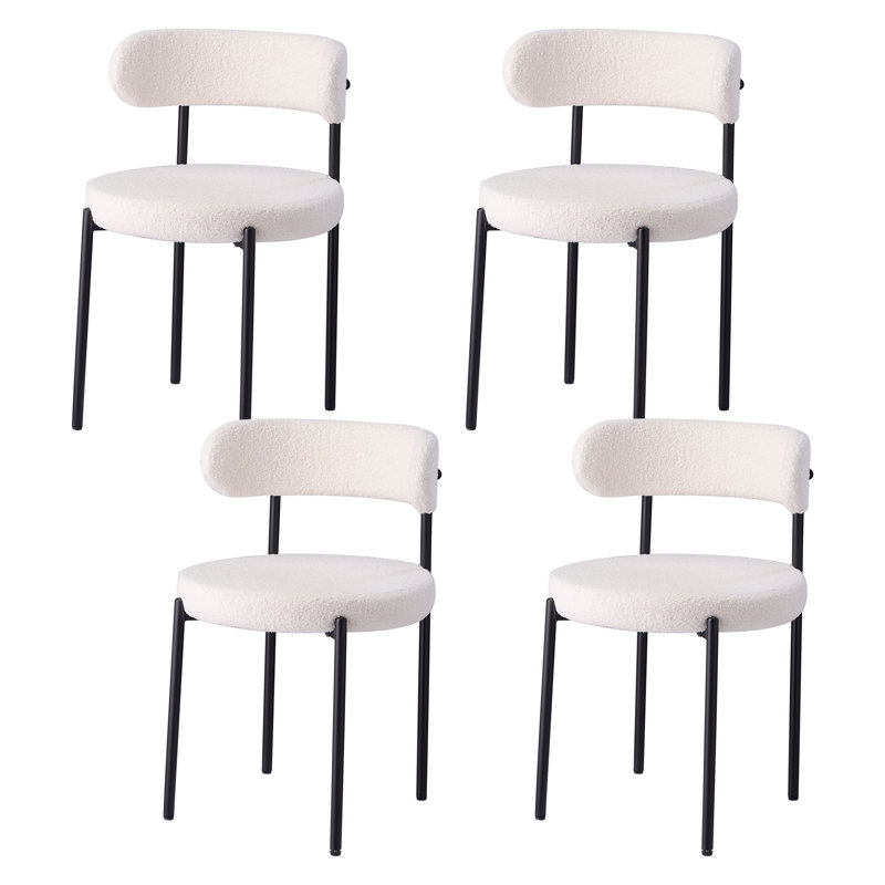 50cm H Teddy Upholstered Metal Side Chair, White, 4