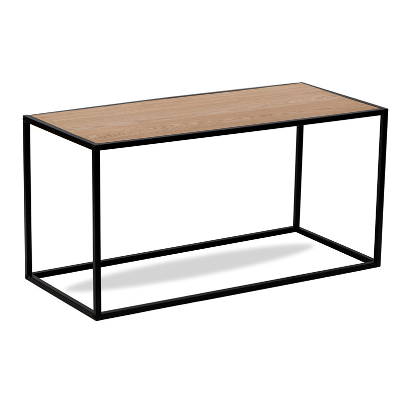 Table basse industrielle allemande avec plateau en bois, H 17,8 po x L 35,5 po x l 15,8 po
