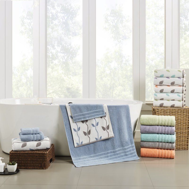 Coral and White Organic Cotton 6-Piece Towel Set