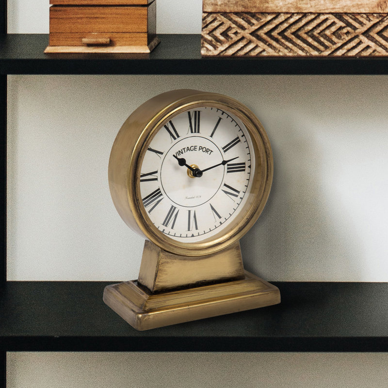Khalil Metal Mantel Clock, Gold