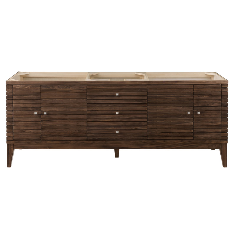 Sarin 72'' W Double Bathroom Vanity Base, Mid-Century Walnut