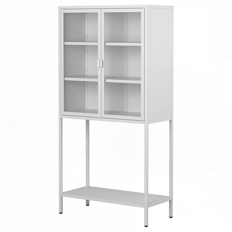 Armoire bibliothèque haute en acier robuste avec tablettes réglables, parfaite pour les solutions de rangement durables et organisées