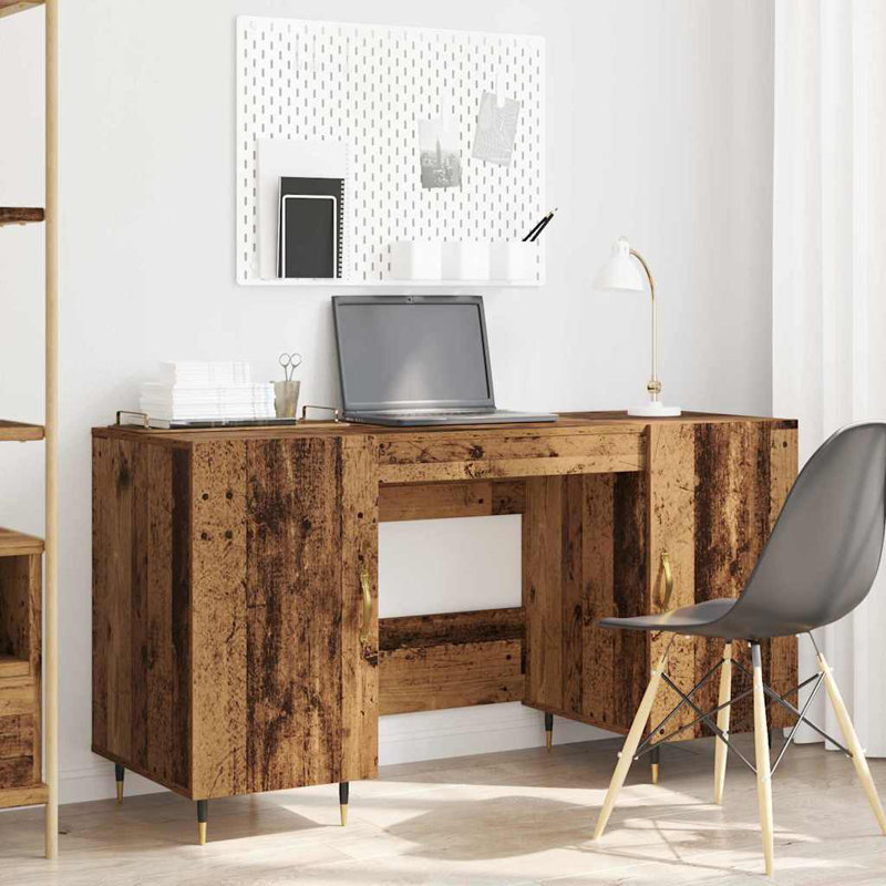 Desk With Shelf 140 X 50 X 75 Cm Engineered Wood, Old Wood