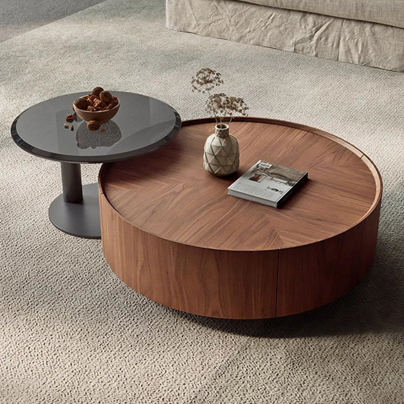Retro Round Coffee Table, 12.6" H x 35.4" L x 35.4" W