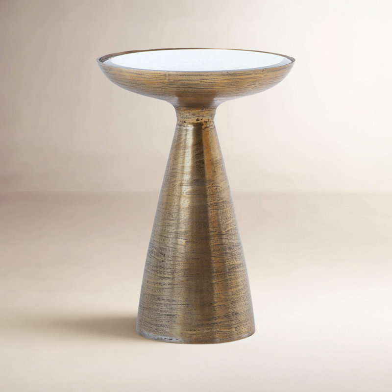 Marlow End Table, Antiqued Mirror, Brushed Brass