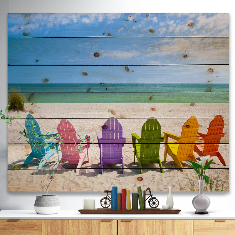 Photographie de plage, art mural, chaises Adirondack, reproduction côtière - chaises de plage Adirondack, L 20 po x H 15 po