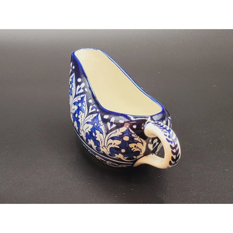 Bateau à sauce Daquilard gris bleu. Porte-sauce décoratif en céramique fabriqué à la main. 9 cm x 12 cm Idée de cadeau unique. Décoration intérieure