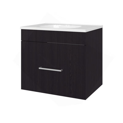 Ensemble de meuble-lavabo flottant à 1 tiroir avec lavabo Wengue