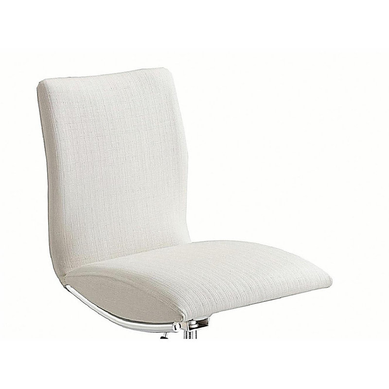 Modern barstool textured leather/chrome adjustable height soft white