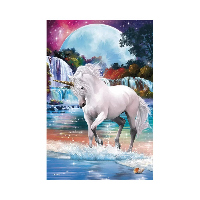 Licorne par P.D. Moreno - peinture sur toile tendue, H 26 po x l 18 po x 1,5 po