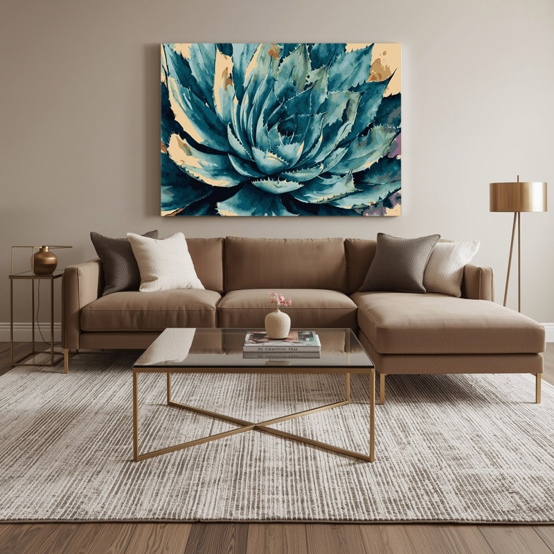 «Southwestern Plants Agave Plant 149», art mural sur toile verte, H 11 po x l 14 po