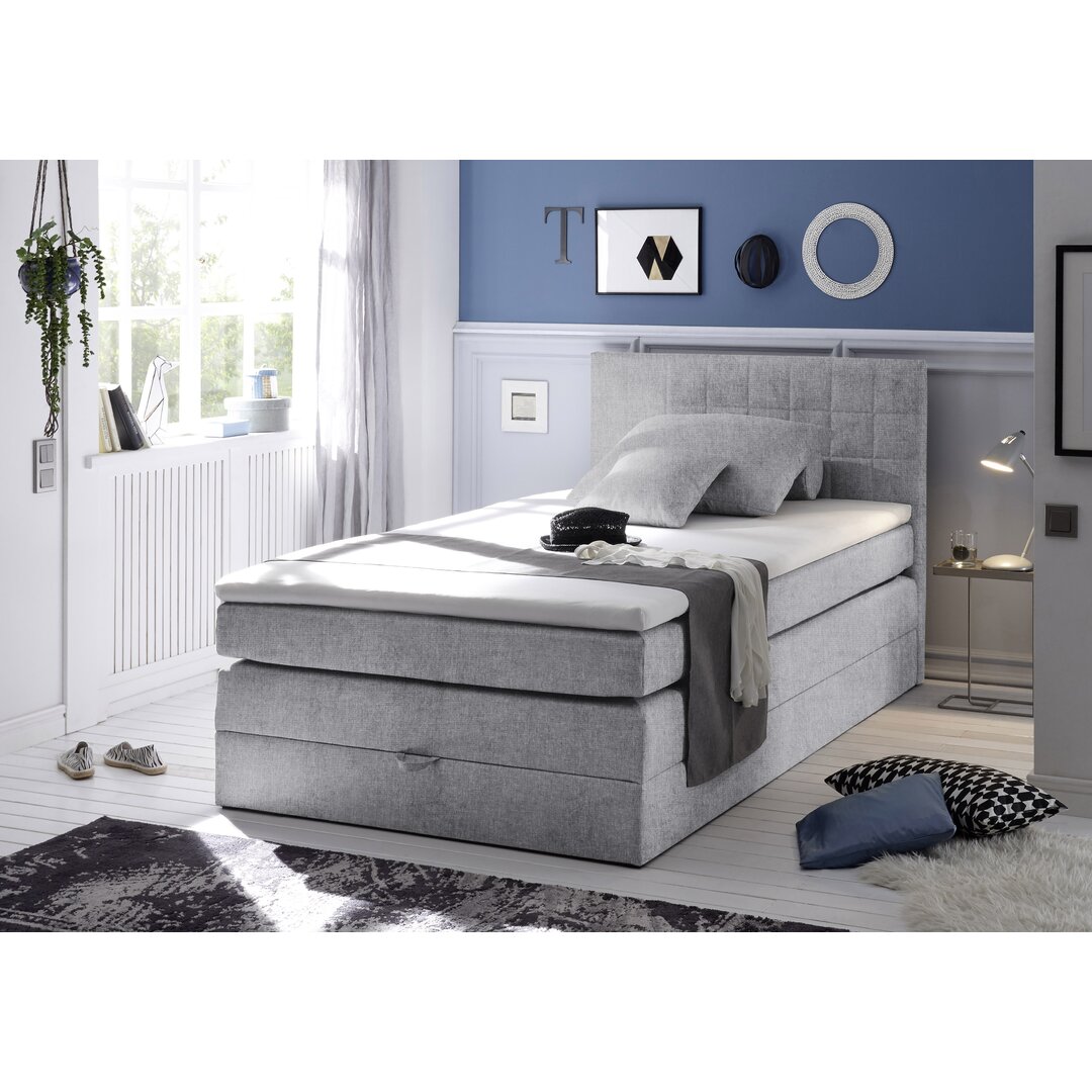 Boxspringbett Hourani 120 x 200 cm mit Topper und Bettkasten