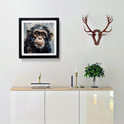 Monkey Palette Knife Painting - Framed Print