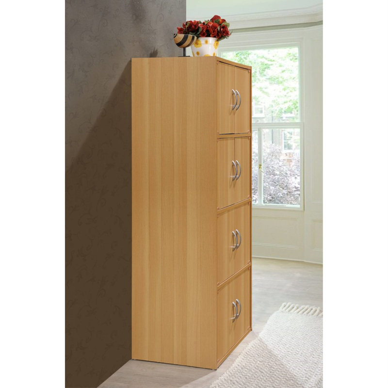 Bibliothèque à 4 tablettes et 8 portes Latitude Run®, Hêtre