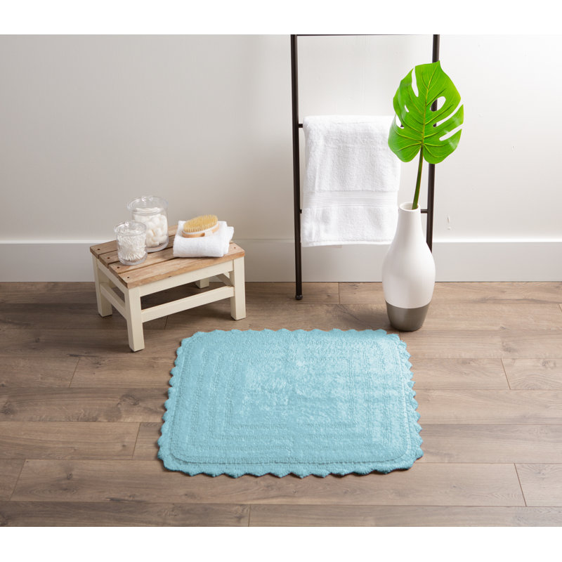 Lisk Cotton Bath Rug, Cameo Blue