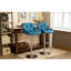 2 tabourets de bar contemporains bleus - hauteur réglable avec siège en cuir d'unité centrale et repose-pieds de soutien à rotation hydraulique à 360 degrés pour un confort optimal-1113763062