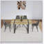 Ensemble de table de salle à manger en bois aggloméré de 55 pouces et chaise en suède moderne, design Mid-Century avec base en métal pour maisons contemporaines