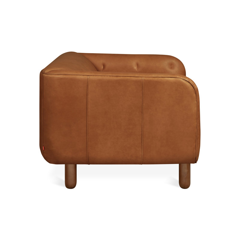 Beaconsfield Chair Canyon Whiskey Leather Walnut, Saddle Brown Genuine Leather