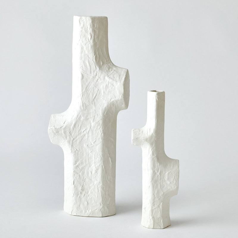 Tiered Trunk Vase-Matte White-Lg, 14" H x 5" W x 2 D