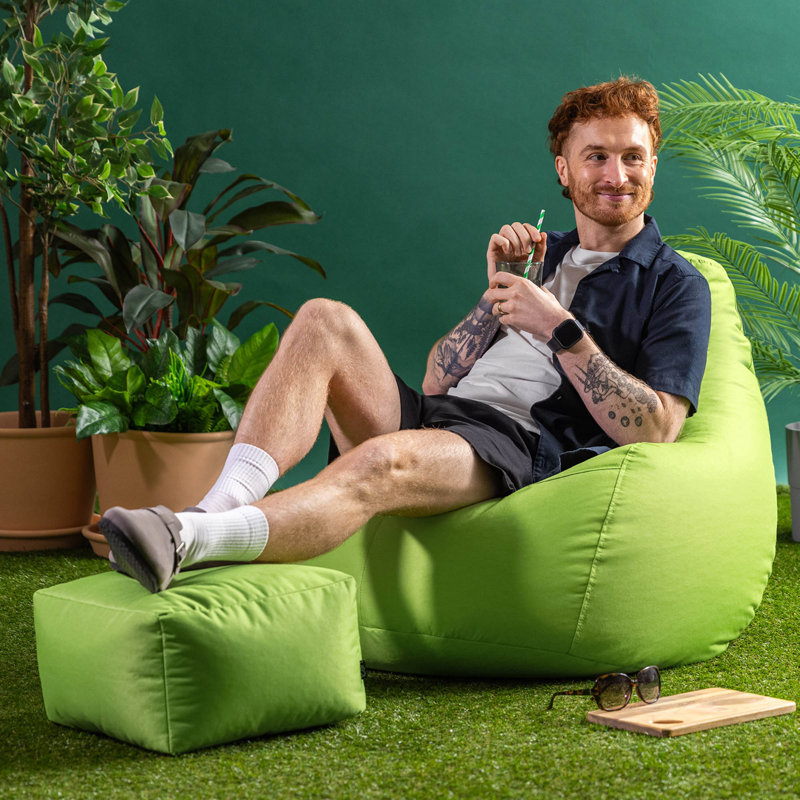 icon Recliner Bean Bag Chair & Pouffe, Lime Green