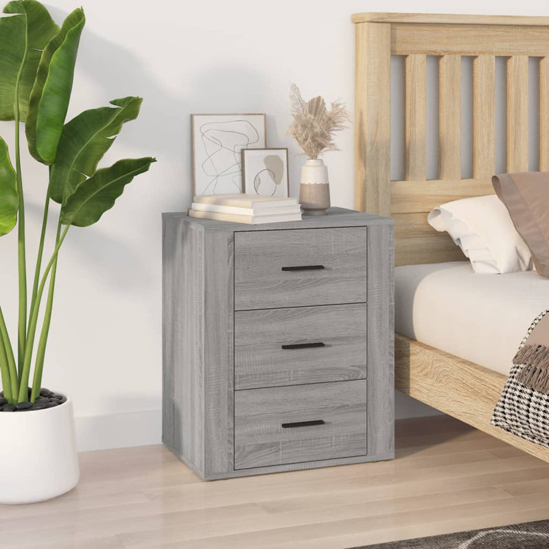 Javoney 50cm W Manufactured Wood Bedside Table, Grey