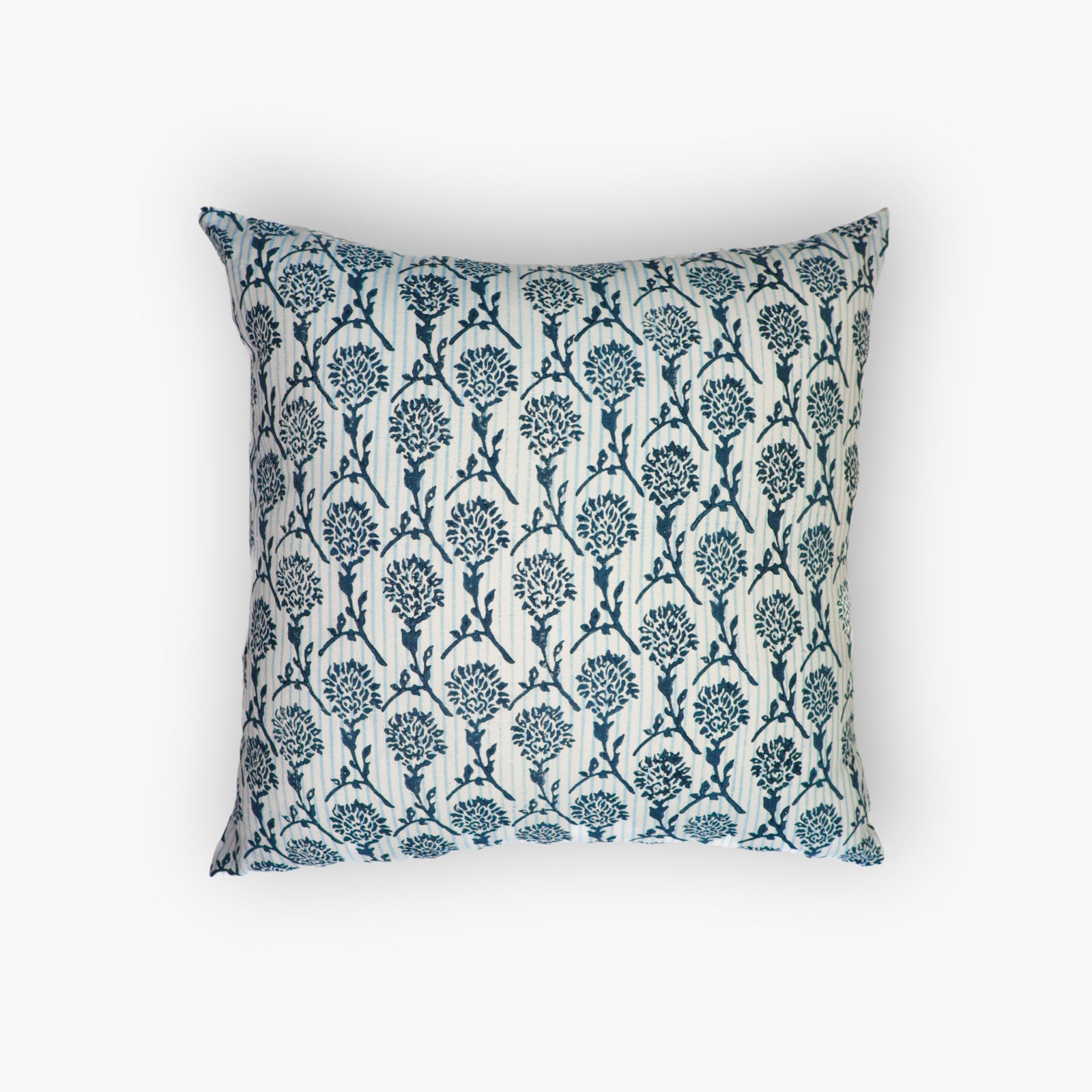 Linen Pillow Cover, Square 20", Navy/White Floral