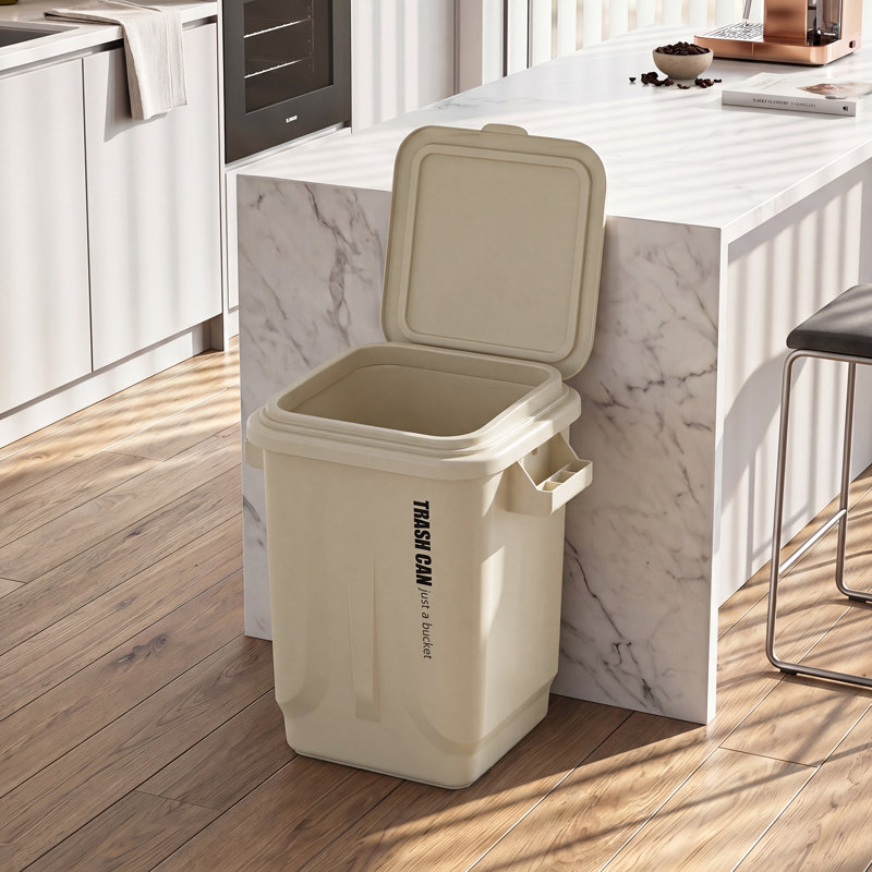 PP Kitchen Trash Can, Cream