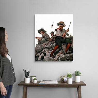 Norman Rockwell gone Fishing On Canvas