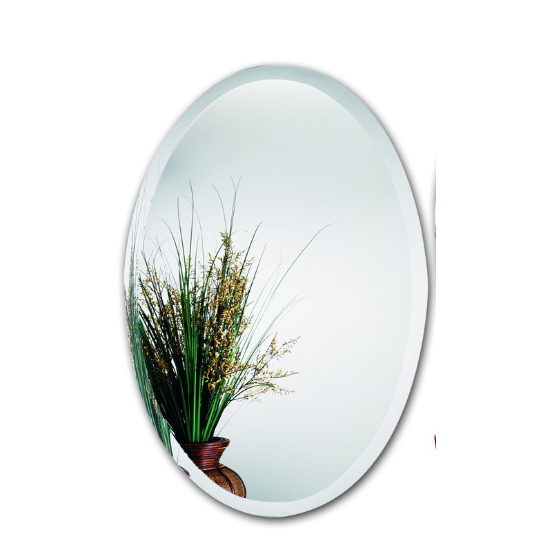 Oval Beveled Wall Mirror, 31.25" H x 21.25" W