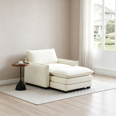 Modern Sofasingle Deep Seat Sofa With Footstool With 1 Pillow, Suitable   And , Club Multiple Occasions, Corduroy